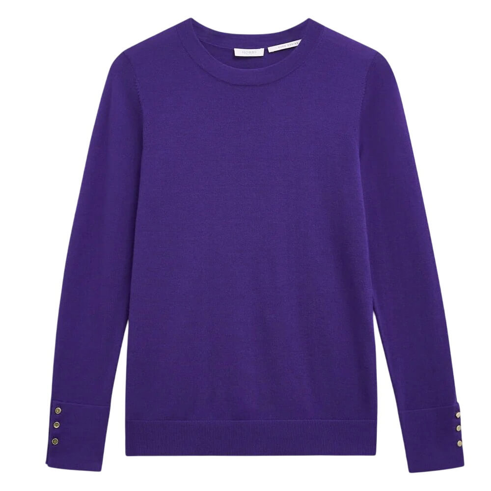 Hobbs London Purple Penny Merino Wool Crew Neck Knitted Jumper
